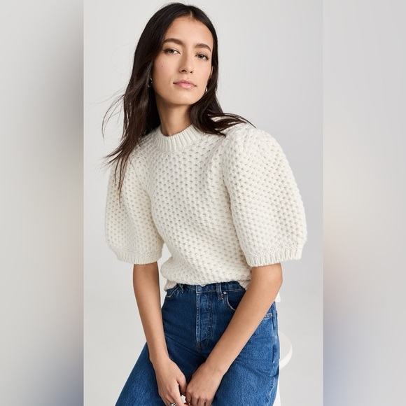 Anine Bing Brittany Balloon Short Sleeve Knit Sweater - Picture 1 of 10